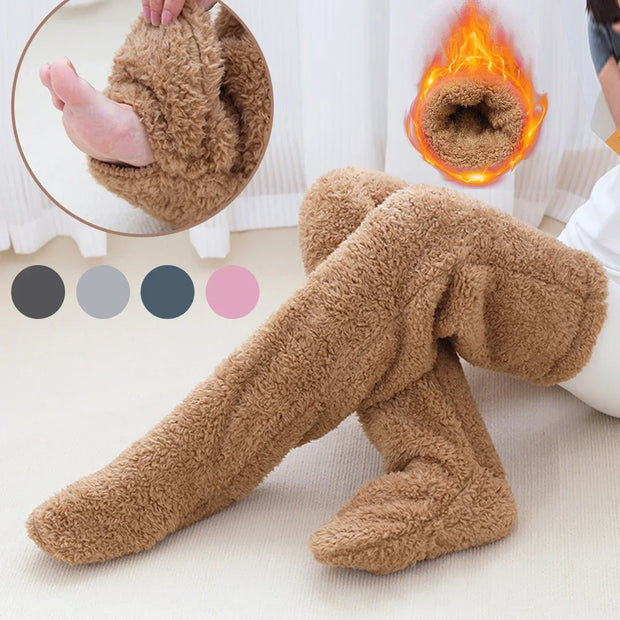 Bas chauffants pour les jambes en peluche