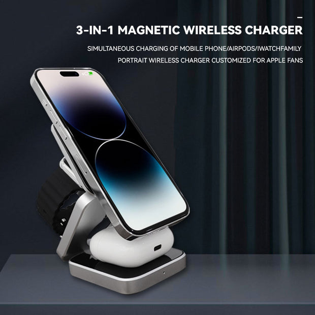 Chargeur sans fil pliable 3 en 1 portable