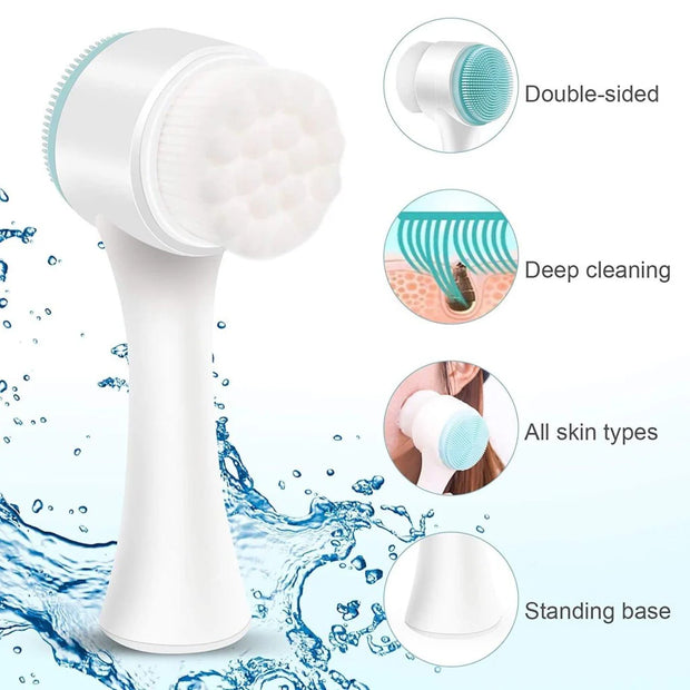 Brosse visage double face en silicone 2 en 1