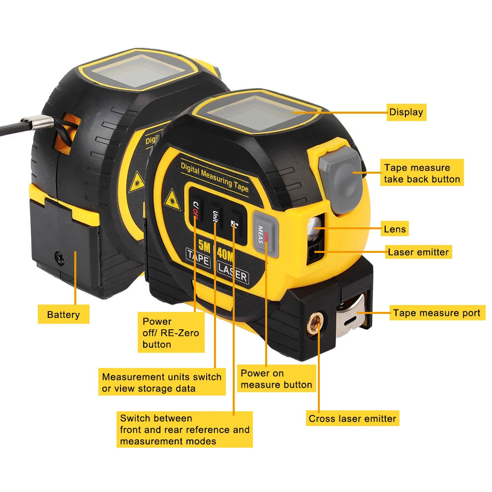 Ruban à mesurer laser 3 en 1