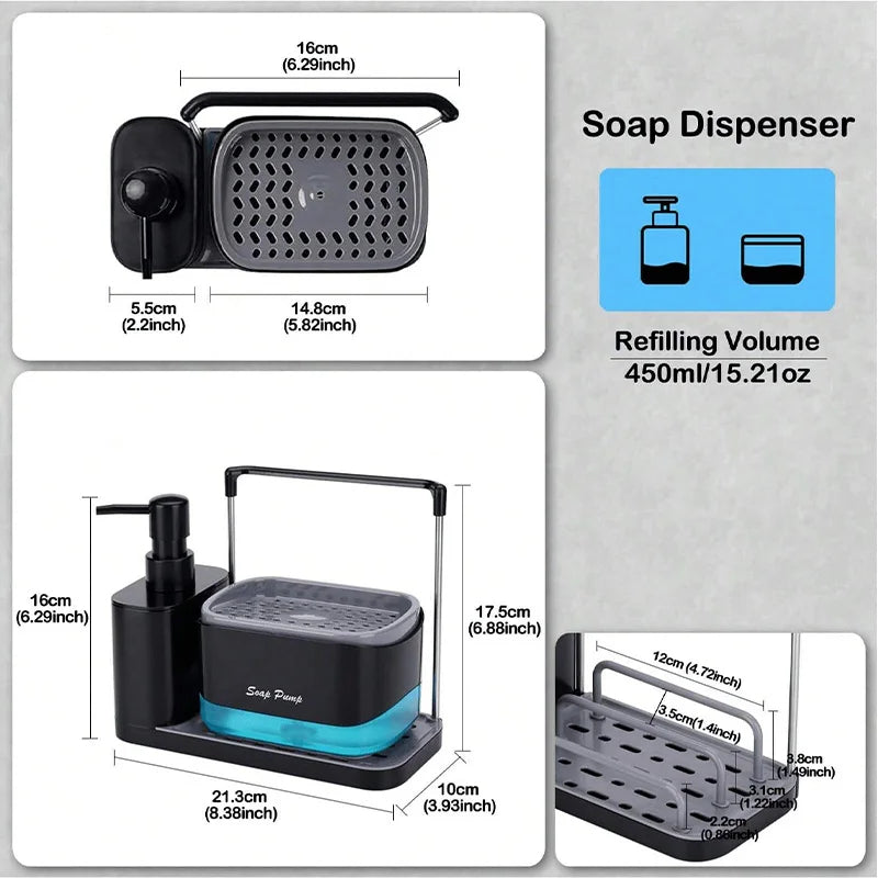 Ensemble distributeur de savon pour les mains et la vaisselle 5 en 1  5-in-1 Hand and Dish Soap Dispenser Set