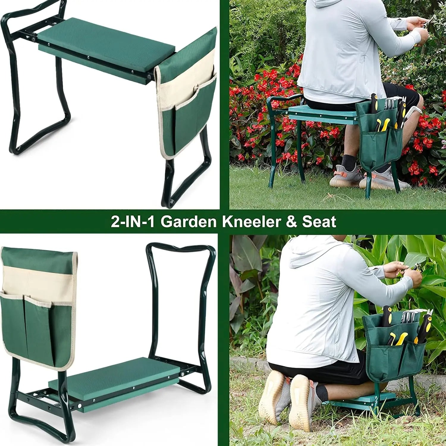 Chaise pliante de jardin avec repose-genoux