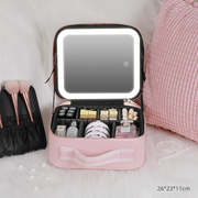 Trousse de maquillage avec lumière LED et miroir plein écran.