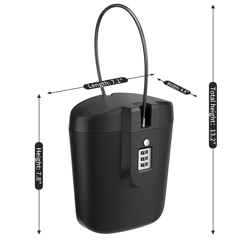 Coffre-fort portable 2 L avec serrure à combinaison à 3 chiffres