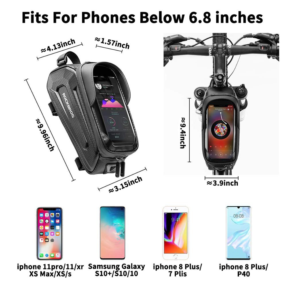 Sacoche de vélo étanche à écran tactile.