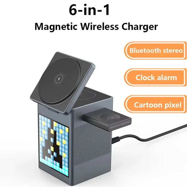 Chargeur et haut-parleur magnétique sans fil 6 en 1