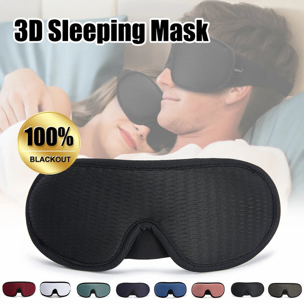 Masque de sommeil 3D occultant la lumière, doux et rembourré.