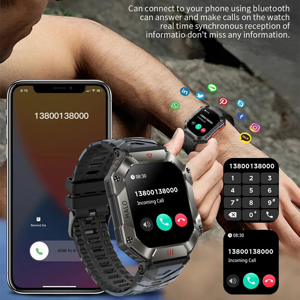 Montre intelligente militaire robuste.