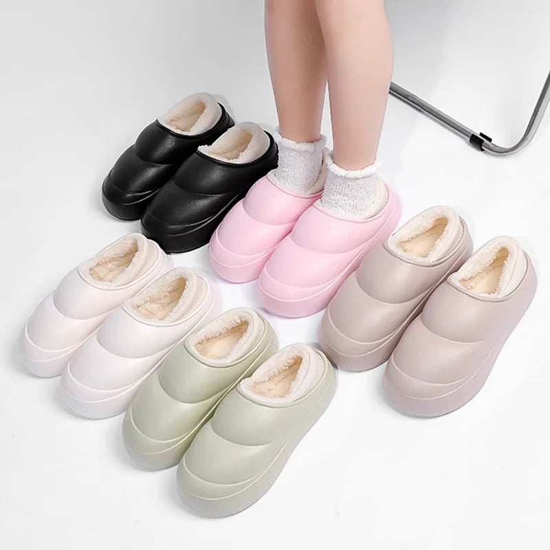 Chaussons d'hiver en coton à semelles épaisses pour femmes