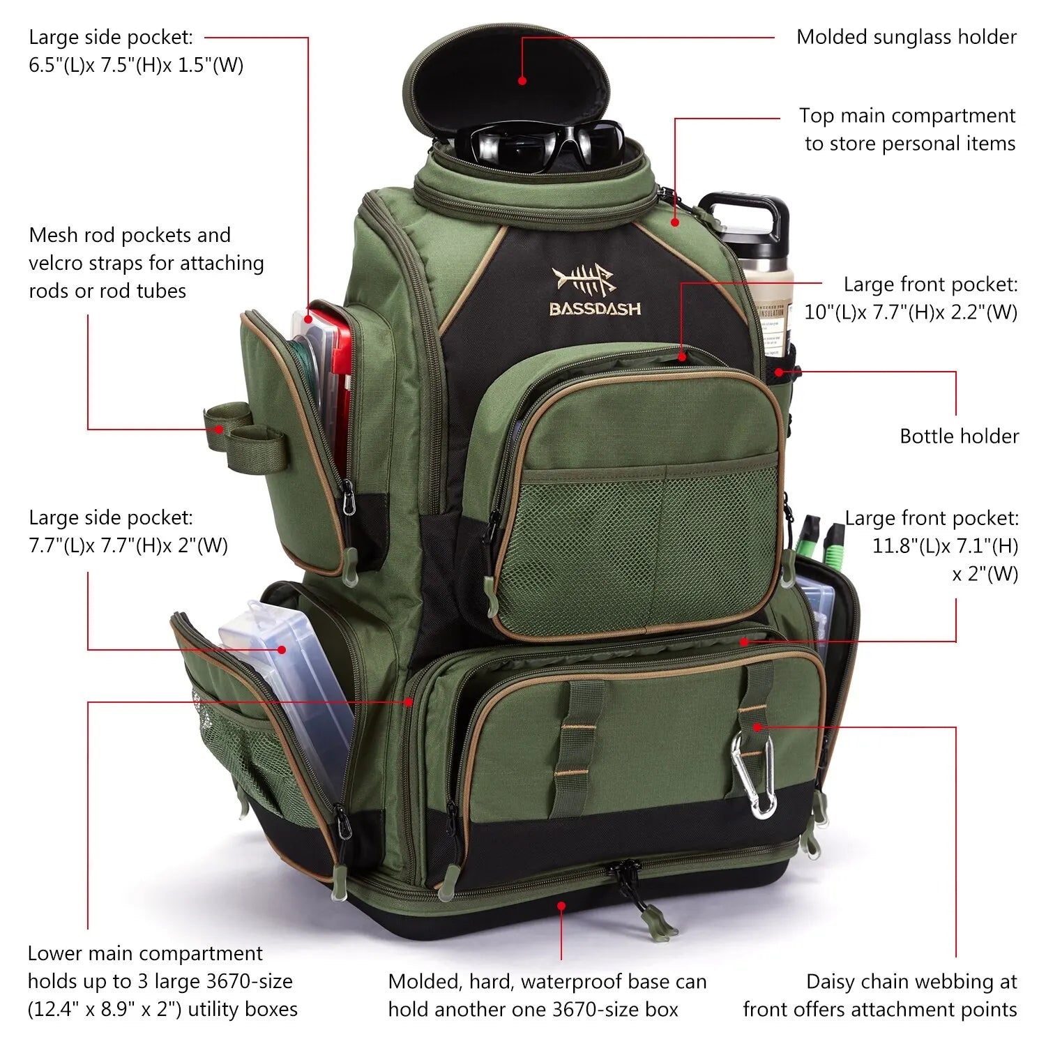 Sac à dos de pêche multifonction