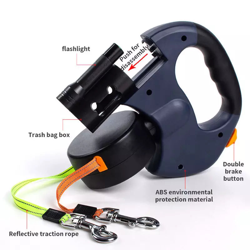 Laisse rétractable pour animaux de compagnie avec lumière
