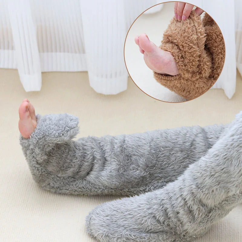 Bas chauffants pour les jambes en peluche
