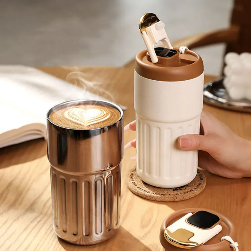 Tasse à café en acier inoxydable de 450 ml.