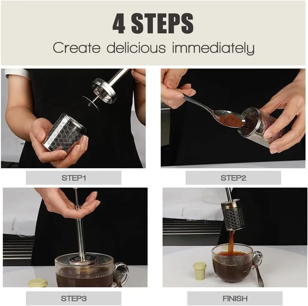 Filtre à café et à thé réutilisable en acier inoxydable.