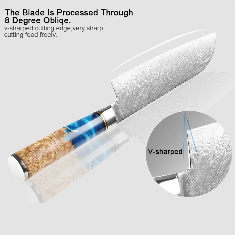Couteau Santoku de chef 7 pouces en acier Damas VG10