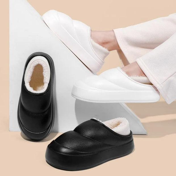 Chaussons d'hiver en coton à semelles épaisses pour femmes