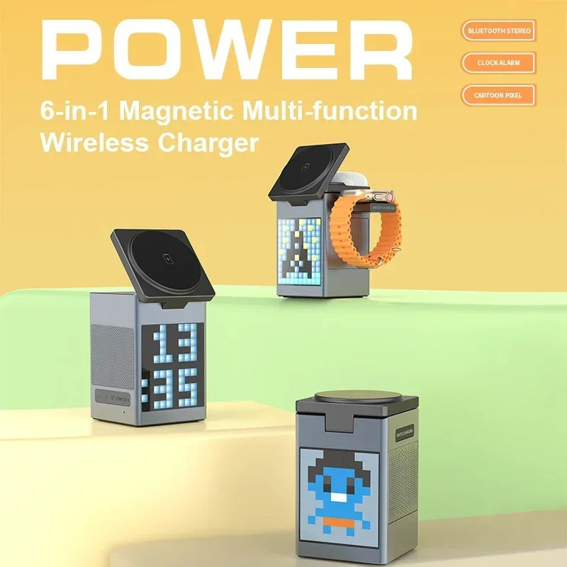 Chargeur et haut-parleur magnétique sans fil 6 en 1