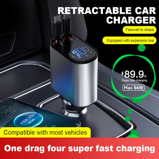 Chargeur de voiture rétractable