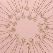 Collier pendentif cœur en forme de fleur avec lettres A-Z