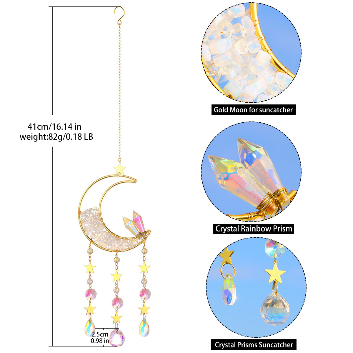 Prisme décoratif attrape-soleil en cristal de lune.