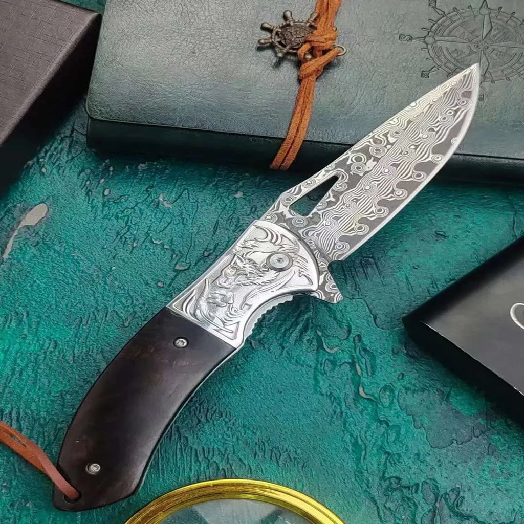Couteau pliant en acier de Damas