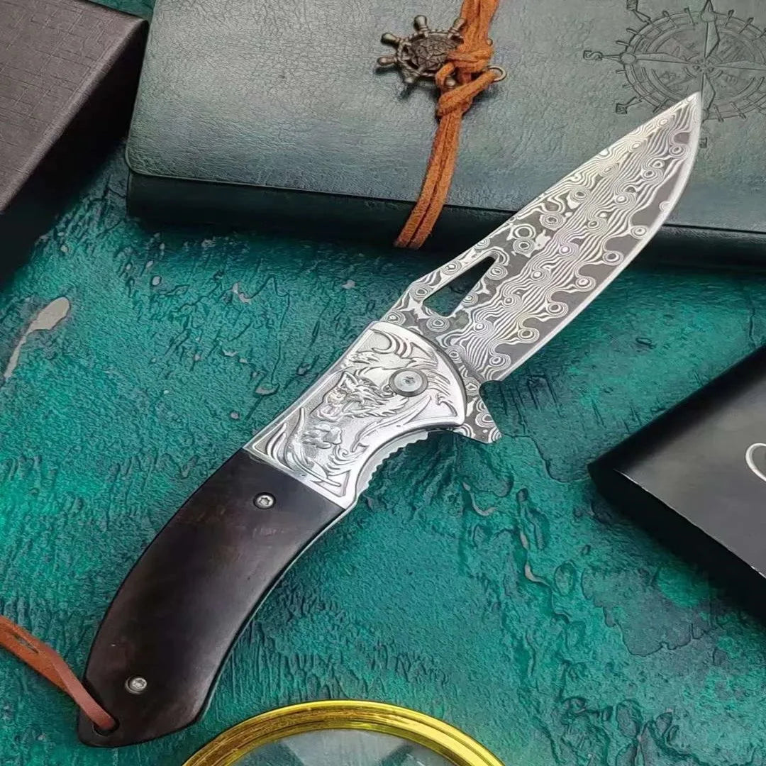 Couteau pliant en acier de Damas