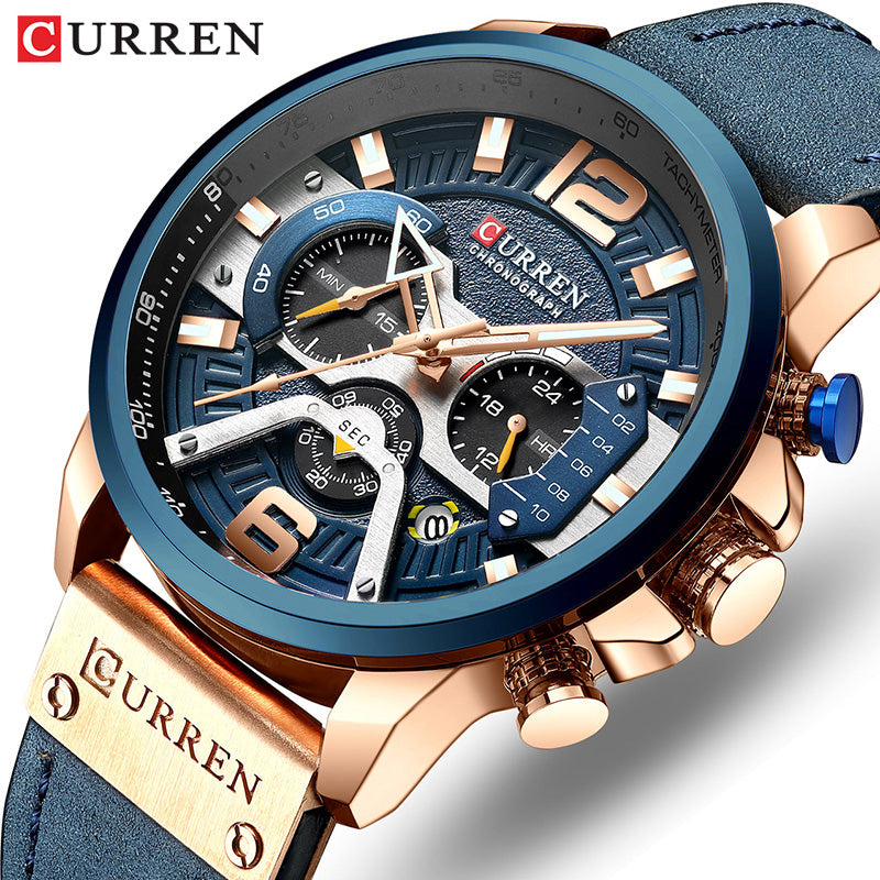 Montre homme Curren avec chronographe et boîte.