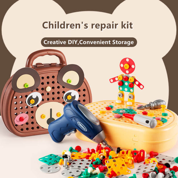 Boîte à outils de réparation pour enfants de 203 pièces, puzzle créatif en mosaïque