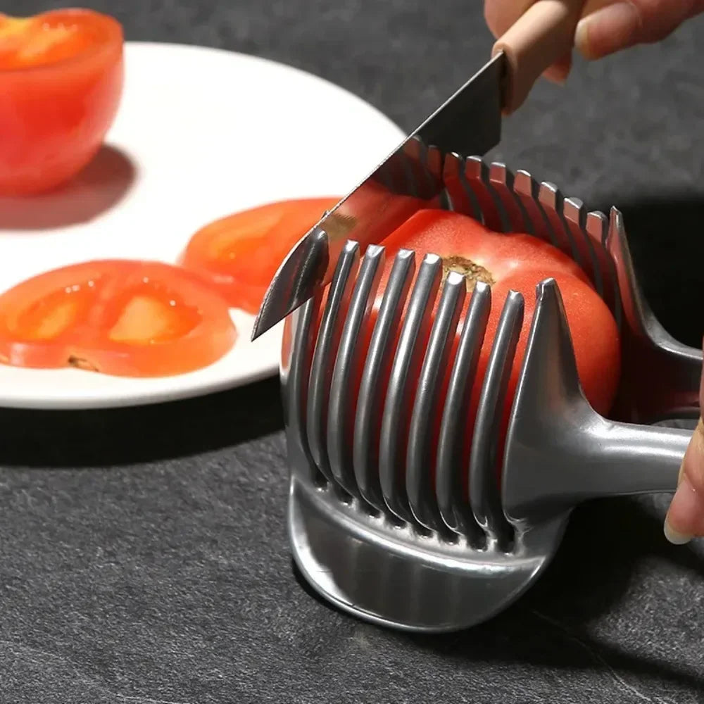 Trancheuse portative de cuisine en acier inoxydable.