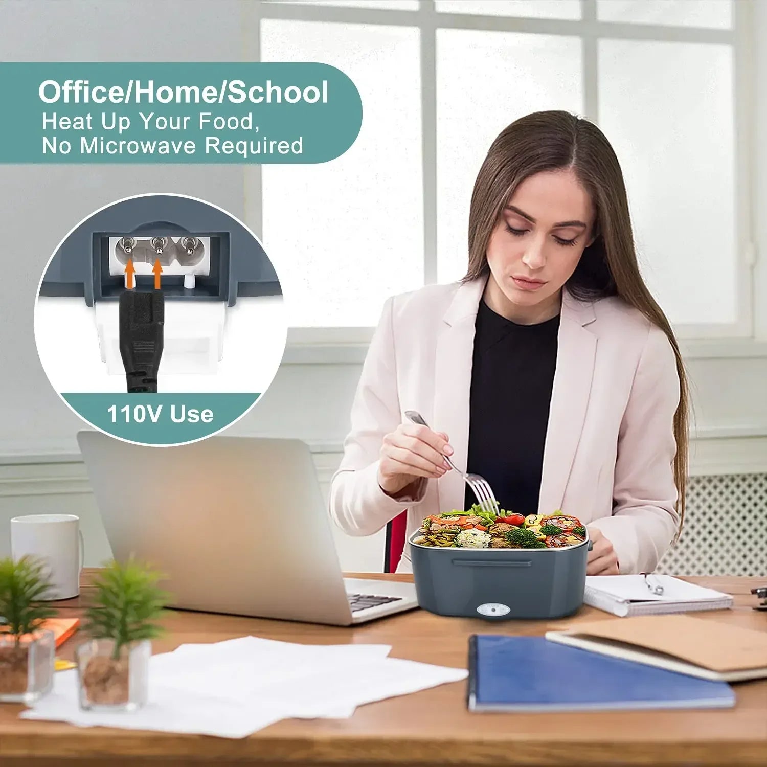 Boîte à lunch chauffante électrique 2 en 1  2-In-1 Electric Heating Lunch Box