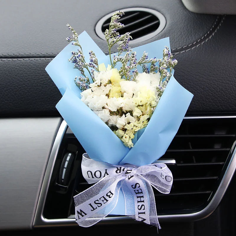 Bouquet de fleurs séchées pour grille d'aération de voiture