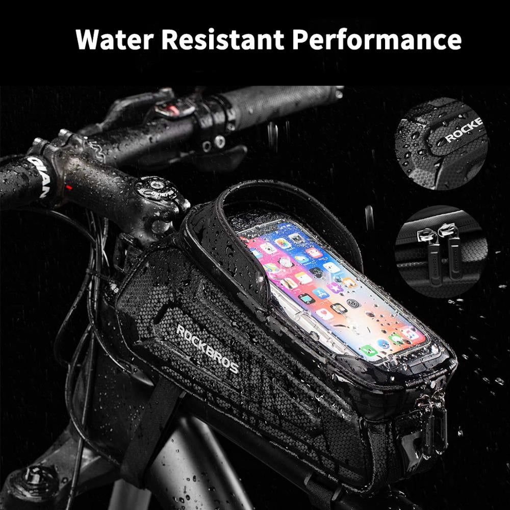 Sacoche de vélo étanche à écran tactile.