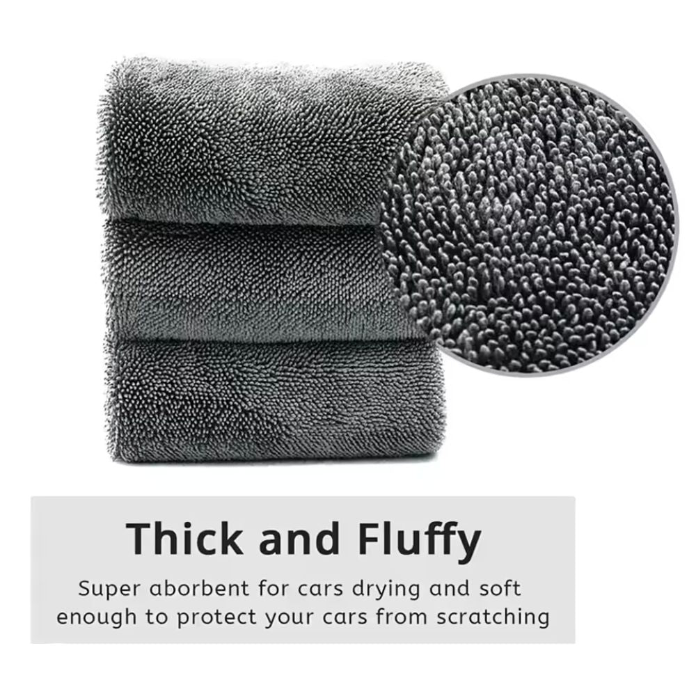 Serviette de séchage pour voiture en microfibre torsadée 1 200 g/m²