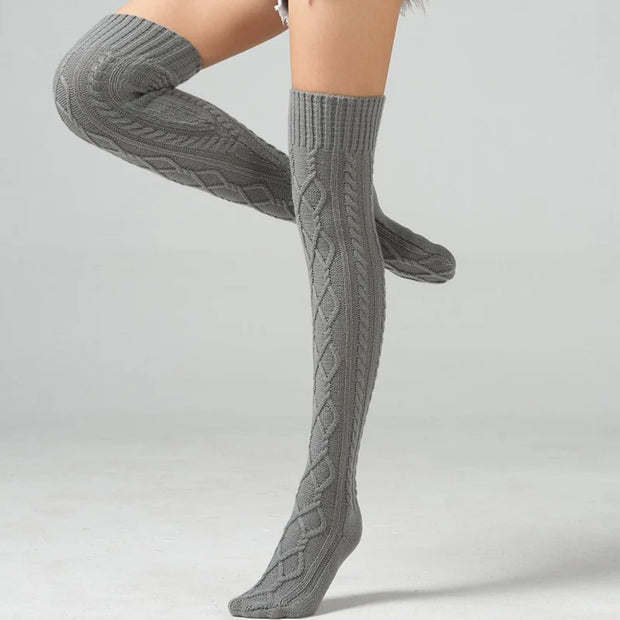 Chaussettes d'hiver en laine au-dessus du genou