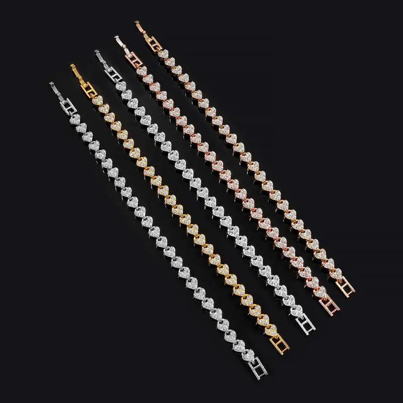 Bracelet chaîne géométrique en cristal romain de luxe.          Luxury Roman Crystal Geometric Chain Bracelet