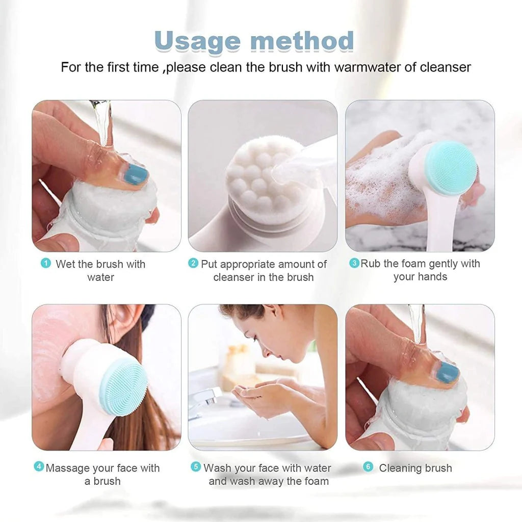 Brosse visage double face en silicone 2 en 1