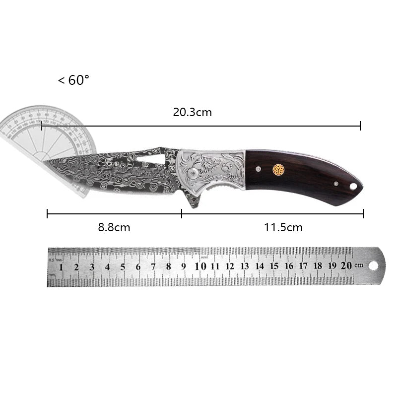 Couteau pliant en acier de Damas