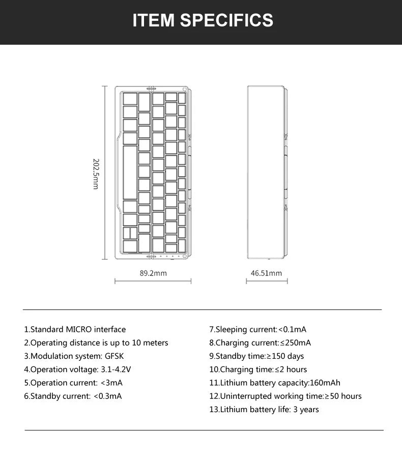 Mini clavier Bluetooth pliable.