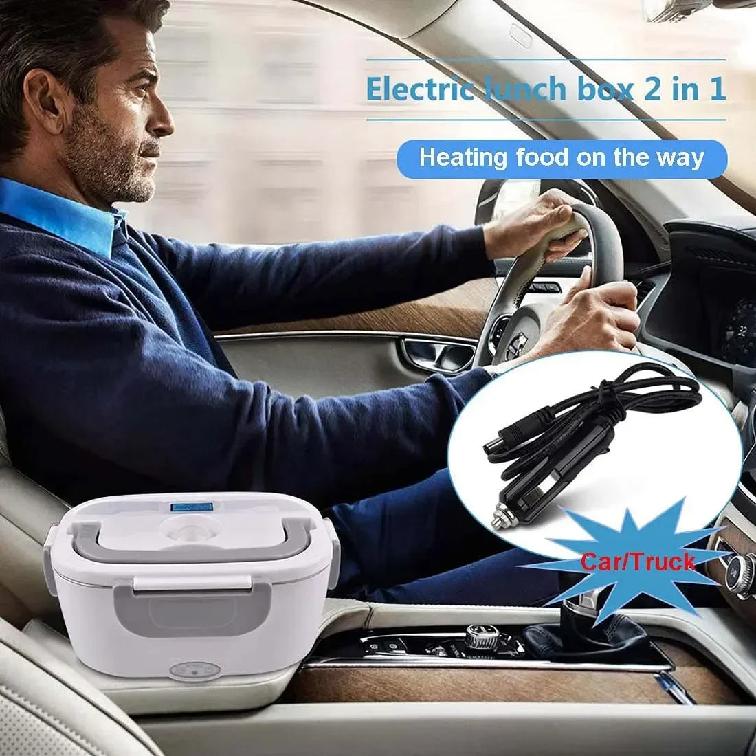 Boîte à lunch chauffante électrique 2 en 1  2-In-1 Electric Heating Lunch Box