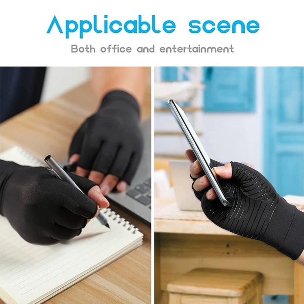 1 paire de gants de compression en cuivre pour l'arthrite.