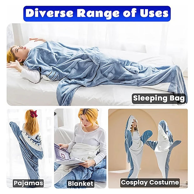 Couverture de couchage portable en forme de requin.
