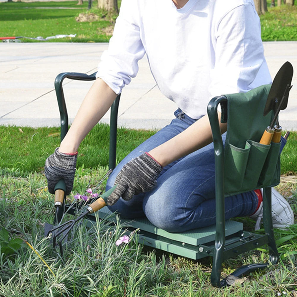 Chaise pliante de jardin avec repose-genoux