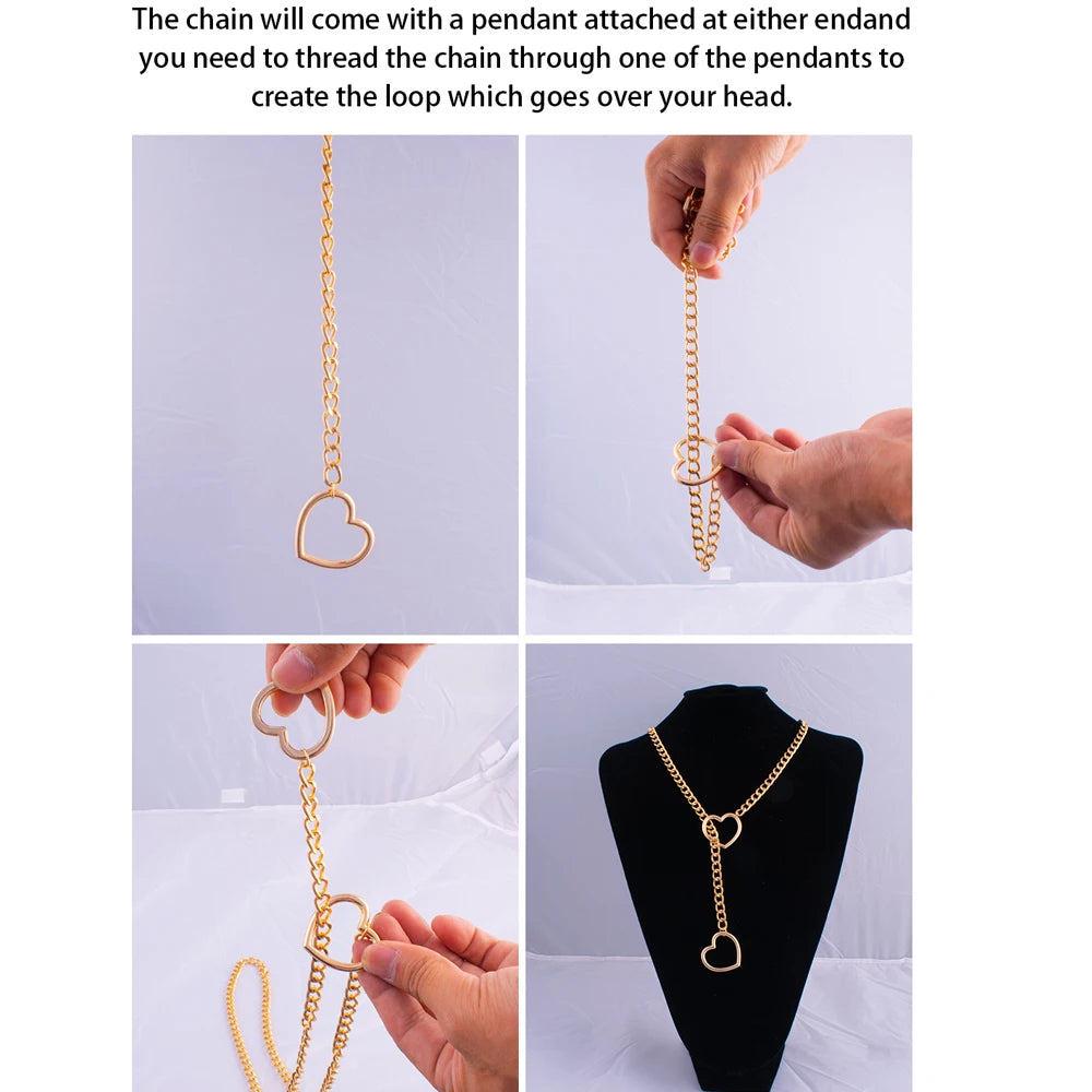 Collier à chaîne coulissante en forme de cœur.