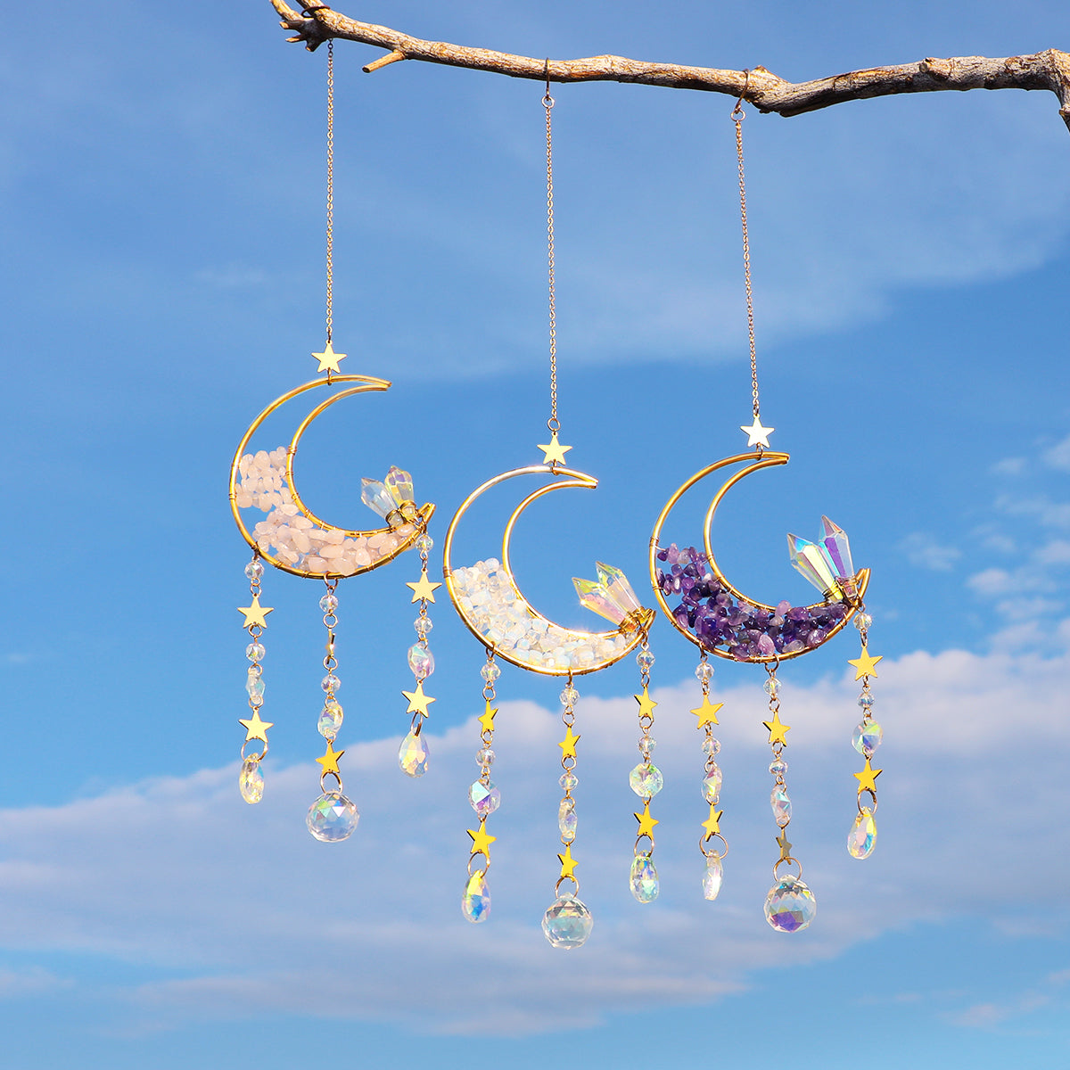 Prisme décoratif attrape-soleil en cristal de lune.