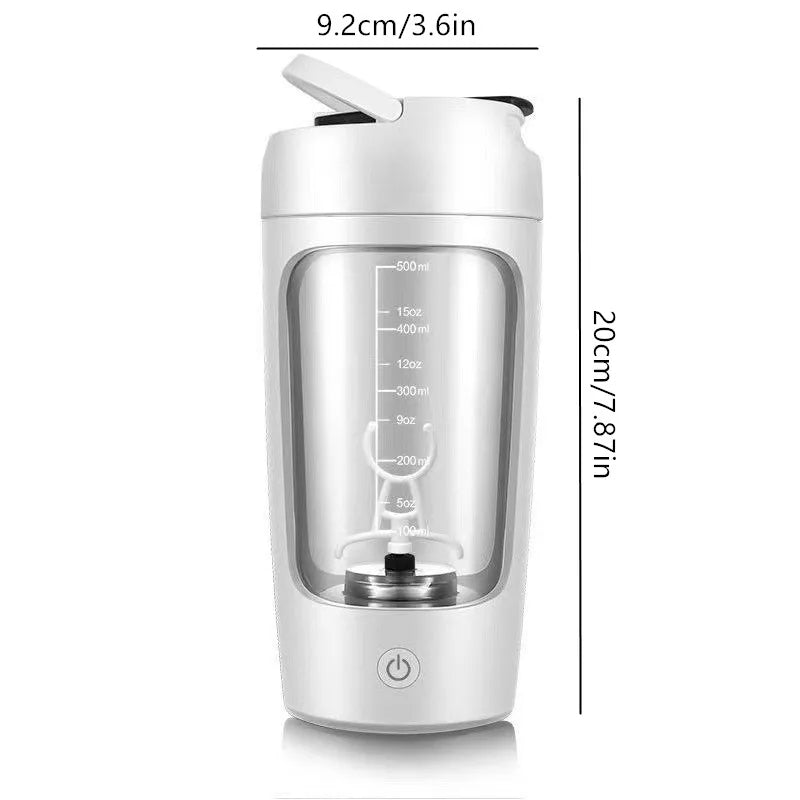 Shaker électrique pour protéines avec récipient pour poudre.