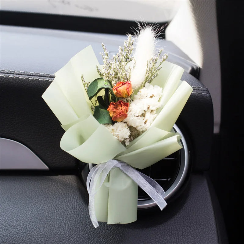 Bouquet de fleurs séchées pour grille d'aération de voiture