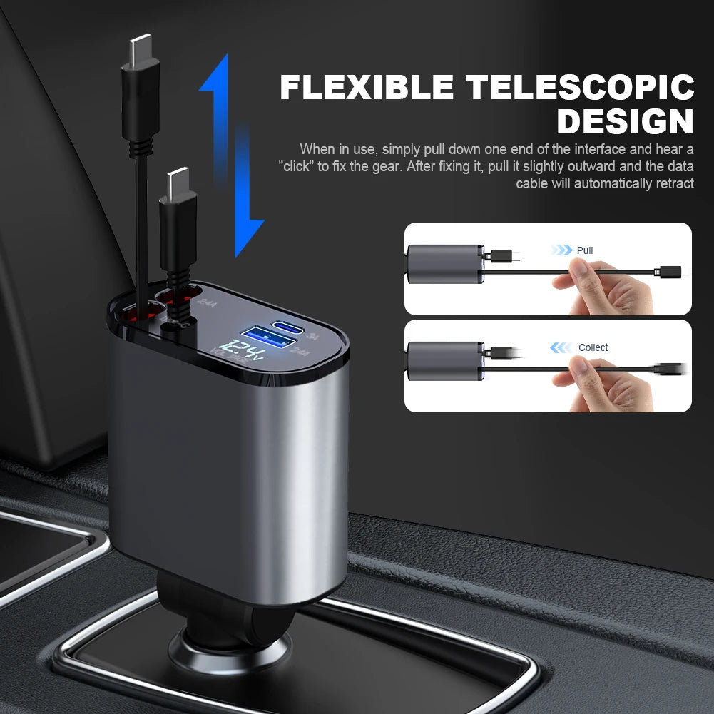 Chargeur de voiture rétractable