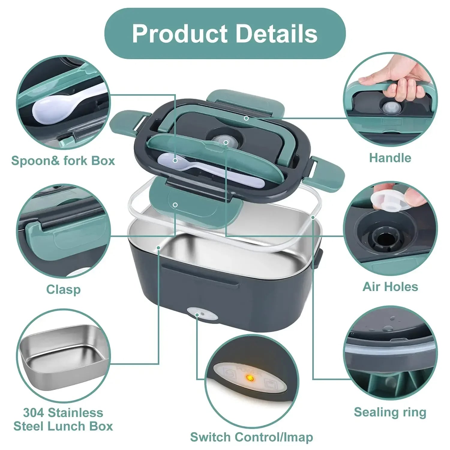 Boîte à lunch chauffante électrique 2 en 1  2-In-1 Electric Heating Lunch Box