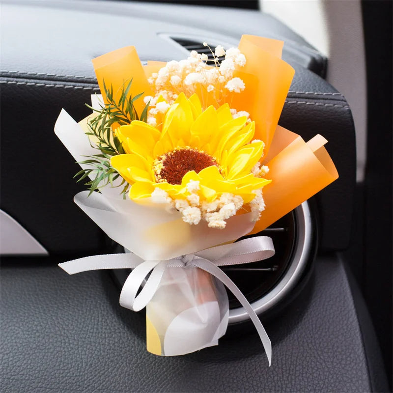 Bouquet de fleurs séchées pour grille d'aération de voiture