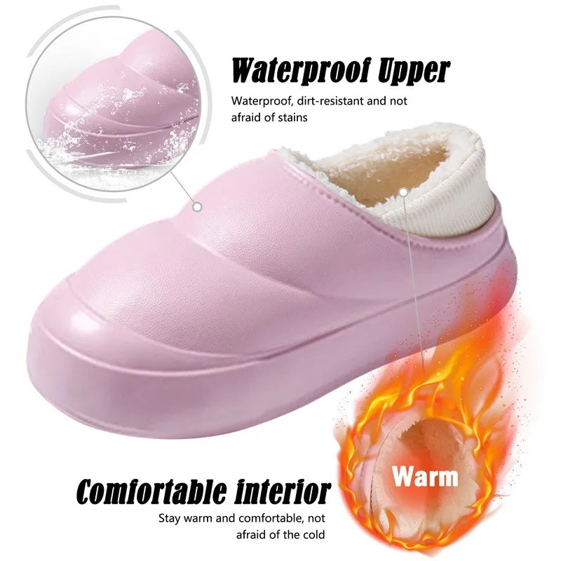 Chaussons d'hiver en coton à semelles épaisses pour femmes